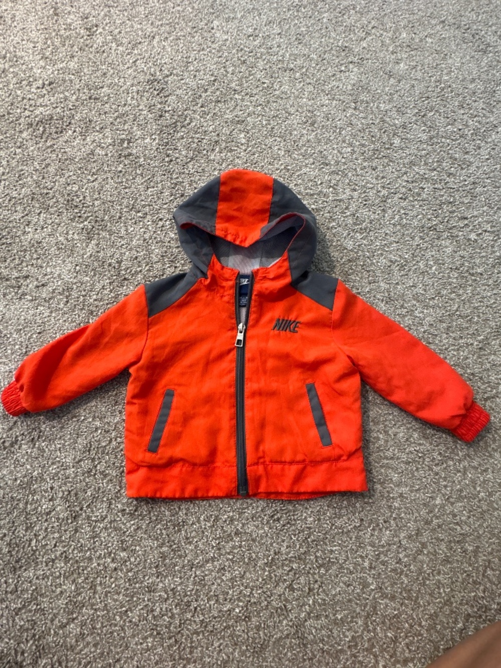 Nike baby toddler boys zip up jacket size 12 months orange and black